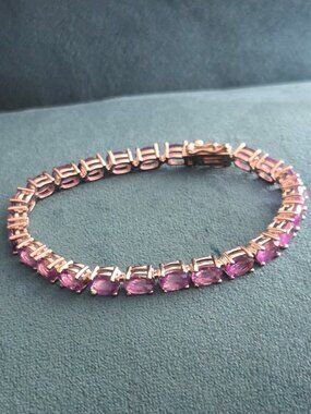 JTV Purple Amethyst 15.10ctw Sterling Silver Bracelet size 7.25"
